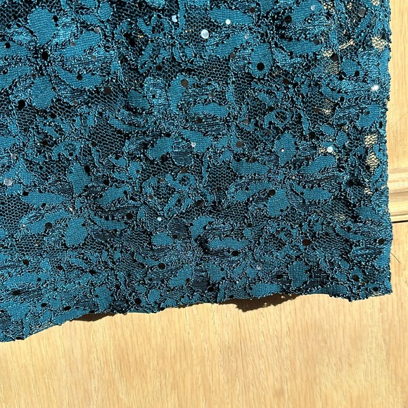 Teal Sparkly Roz & Ali Size 10 Fitted Dress Night Out Cocktail Formal Cap Sleeve - Picture 6 of 10
